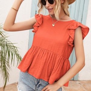 Orange Lotus Leaf Babydoll Top